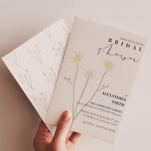 Invitation nuptiale de douche bohème | Modèle de toile modifiable | Invitation imprimable florale blanche | Téléchargement instantané