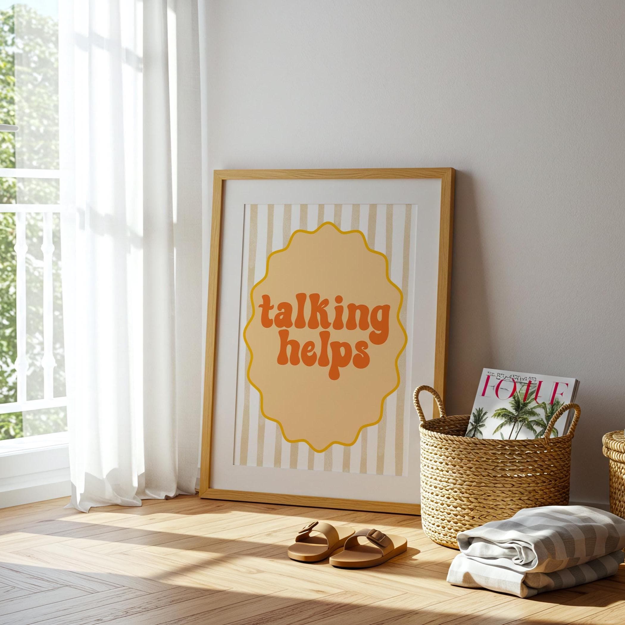 Talking Helps Poster Print, Therapy Office Wall Art, Retro Mental ...