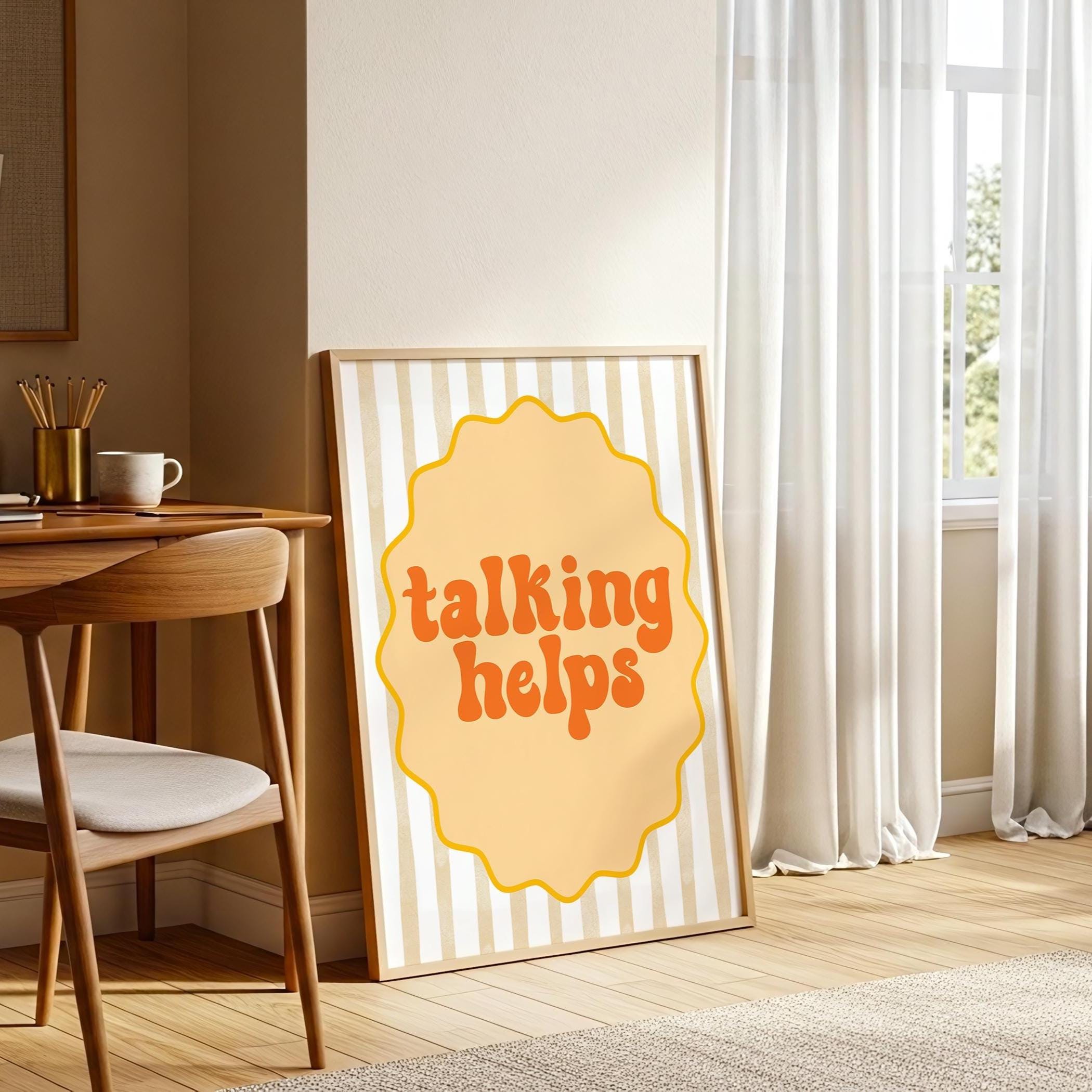 Talking Helps Poster Print, Therapy Office Wall Art, Retro Mental ...