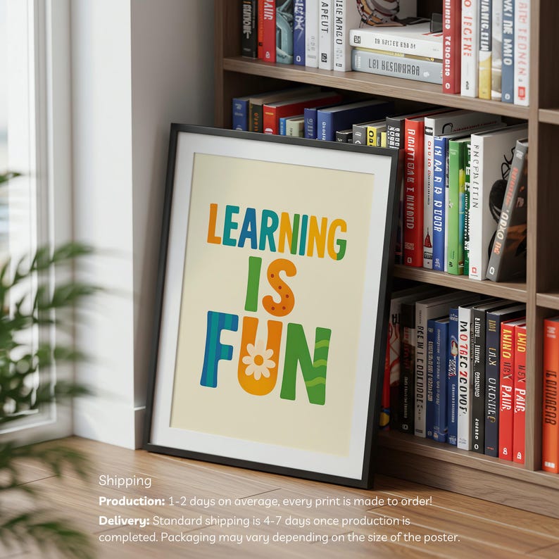 Learning is Fun Retro Poster, Classroom Wall Art for Teachers, Colorful ...