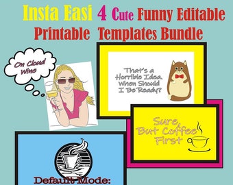 Insta Easi 4 Cute,Funny Editable Printable T Shirt Templates Bundle Package comes with  Teespring Profits Made Easy  eBook
