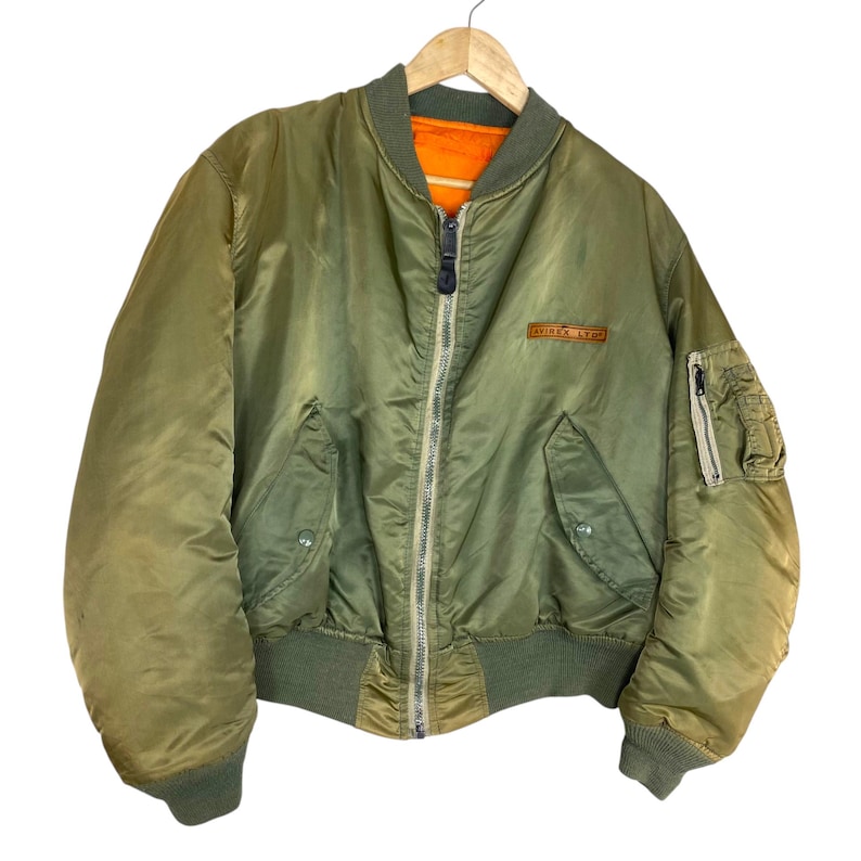 ¡¡Elección!! Chaqueta bomber antidisturbios Avirex MA1 de los 80, desteñida por el sol, chaqueta de vuelo con cremallera para hombre, talla grande imagen 6