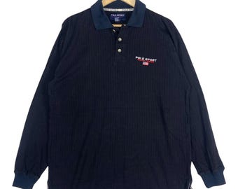 Vintage Polo Sport Ralph Lauren Crewneck Black Polo Shirt Size M-L