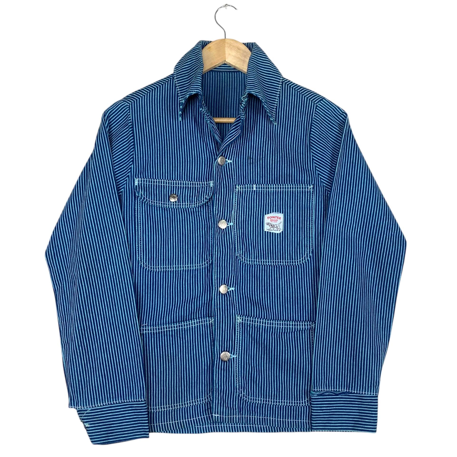 【美品 USA製】Pointer Brand ヒッコリー ワーク ヴィンテージ Vintage Pointer Brand Hickory Striped Denim Blue Washed Chore