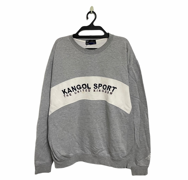 Vintage 90s Kangol Sweatshirt Very Big Logo Colourblock Pullover Streetwear Medium Size Pick!
