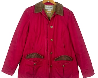 ¡Elige! Chaqueta de granero LL BEAN Chore Worker con botones, color rojo, talla pequeña
