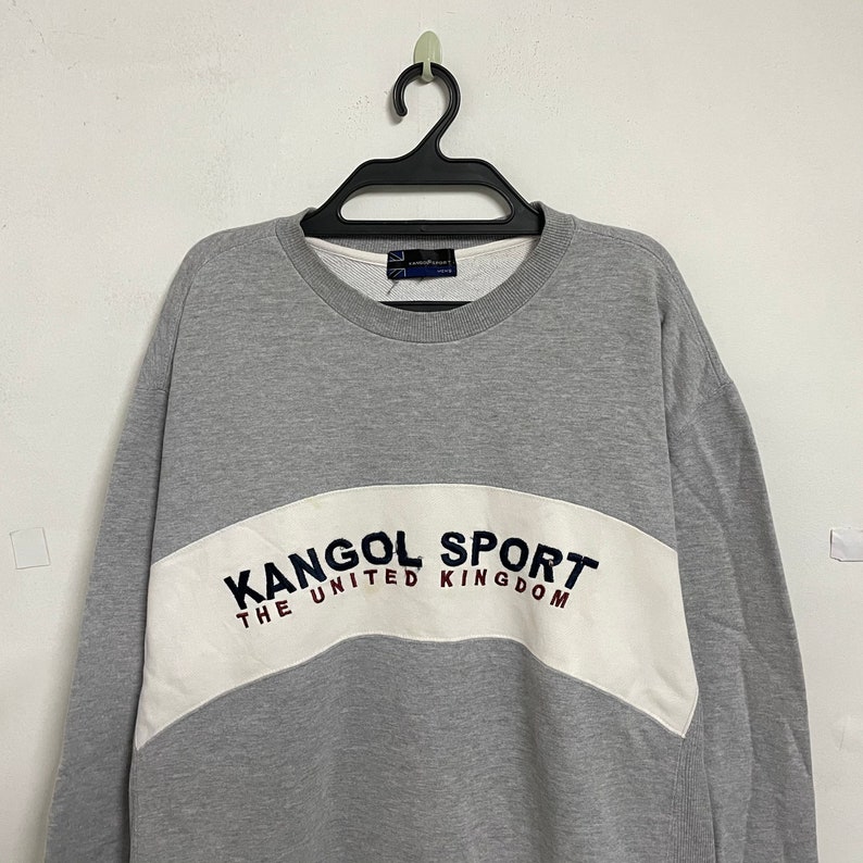Vintage 90s Kangol Sweatshirt Very Big Logo Colourblock Pullover Streetwear Medium Size Pick!