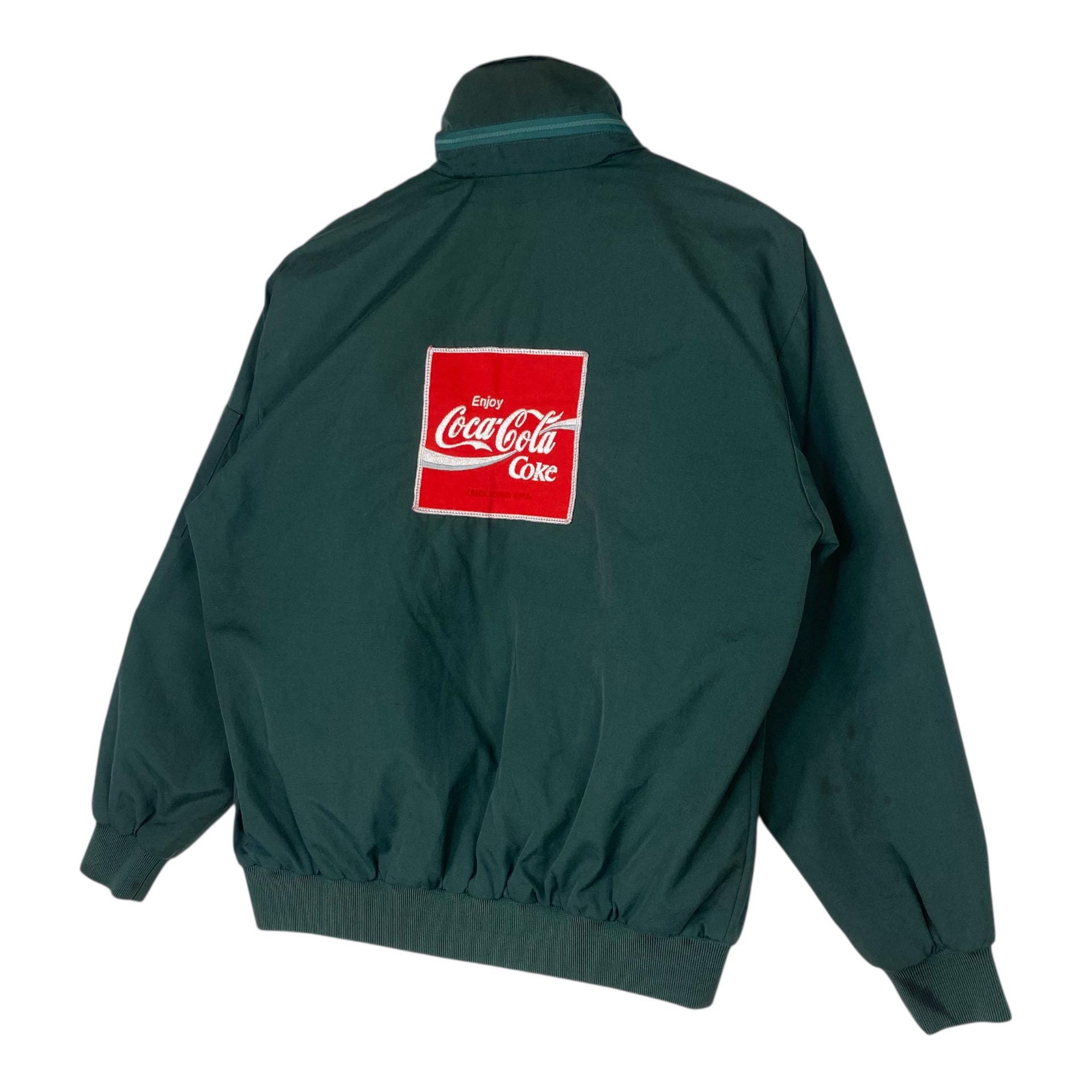 Pick!! 80s Coca Cola Worker Jacket Big Logo Dark Green Vintage
