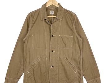 ¡Elige! Camisa de trabajo francesa Two Moon Japan, chaqueta de algodón marrón, talla mediana.