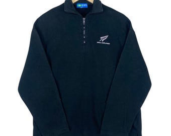 90s Kiwi New Zealand All Black Halfzip Pullover Small Logo Sportwear Size M-L