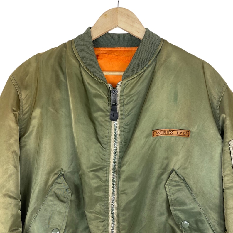 ¡¡Elección!! Chaqueta bomber antidisturbios Avirex MA1 de los 80, desteñida por el sol, chaqueta de vuelo con cremallera para hombre, talla grande imagen 9