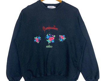 ¡¡Elija!! Sudadera vintage Kenzo con cuello redondo y logo bordado, talla M-L