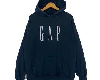 ¡Elige! Sudadera con capucha Gap de los 90 con logo grande, color negro, estilo streetwear, talla grande.