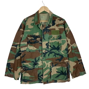 Chaqueta militar M65 de camuflaje del ejército estadounidense, estilo vintage de 1980, con múltiples bolsillos, talla S-M.