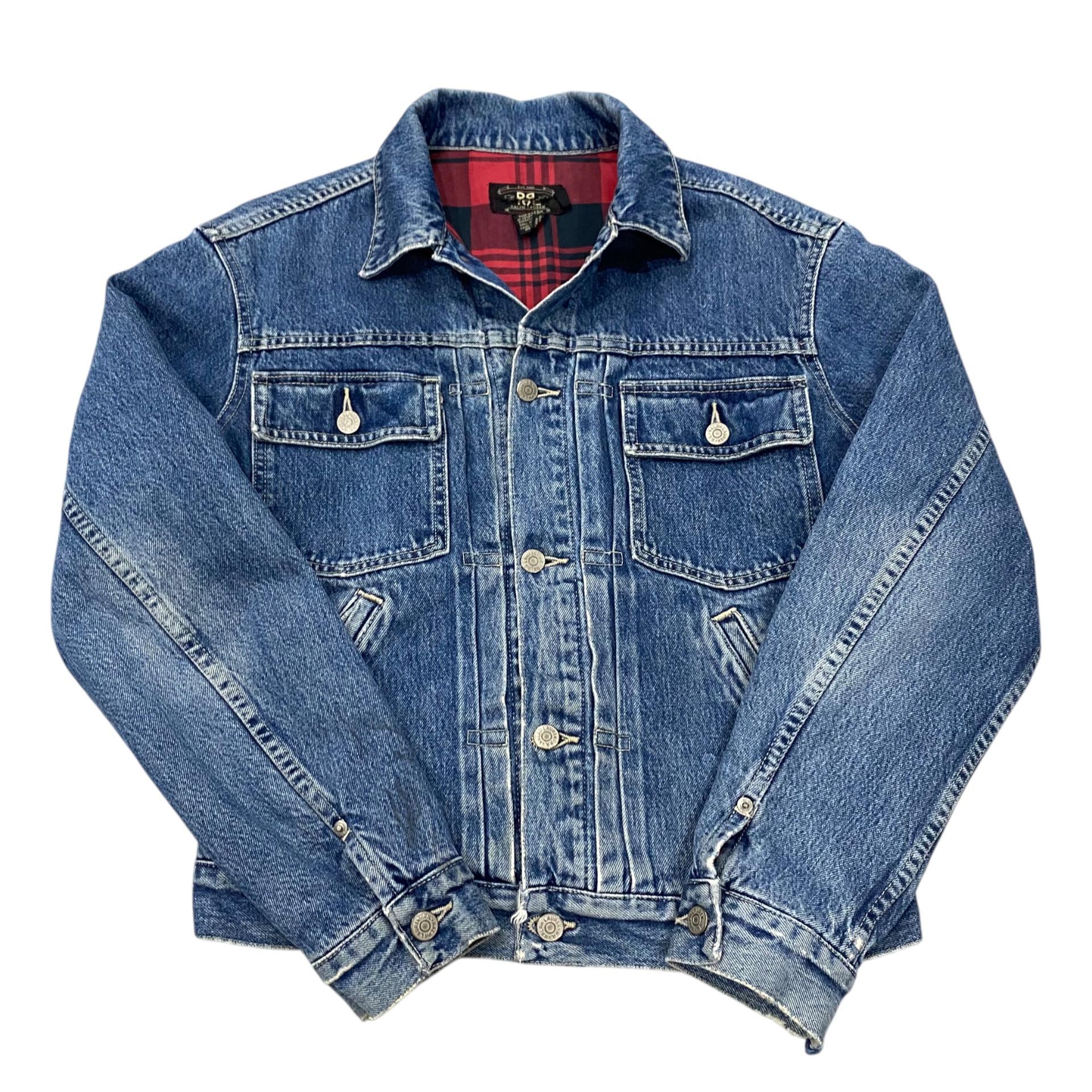 90s RRL Double RL Ralph Lauren Denim Jacket Checkes Lining Size