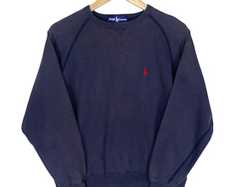 Sudadera Polo Ralph Lauren de cuello redondo de los 90 – Logotipo del pony pequeño, talla mediana