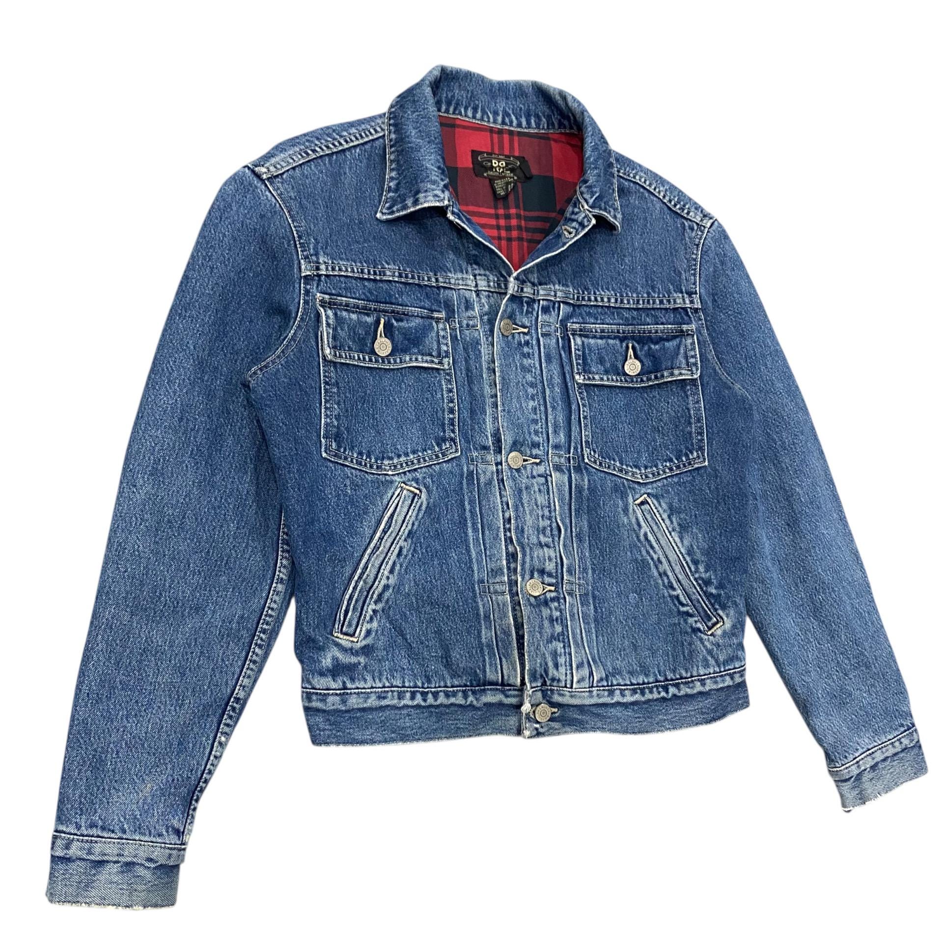 90s RRL Double RL Ralph Lauren Denim Jacket Checkes Lining Size