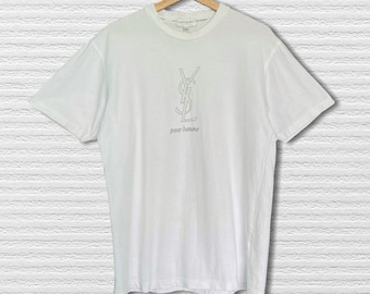 logo yves saint laurent t shirt grey vintage