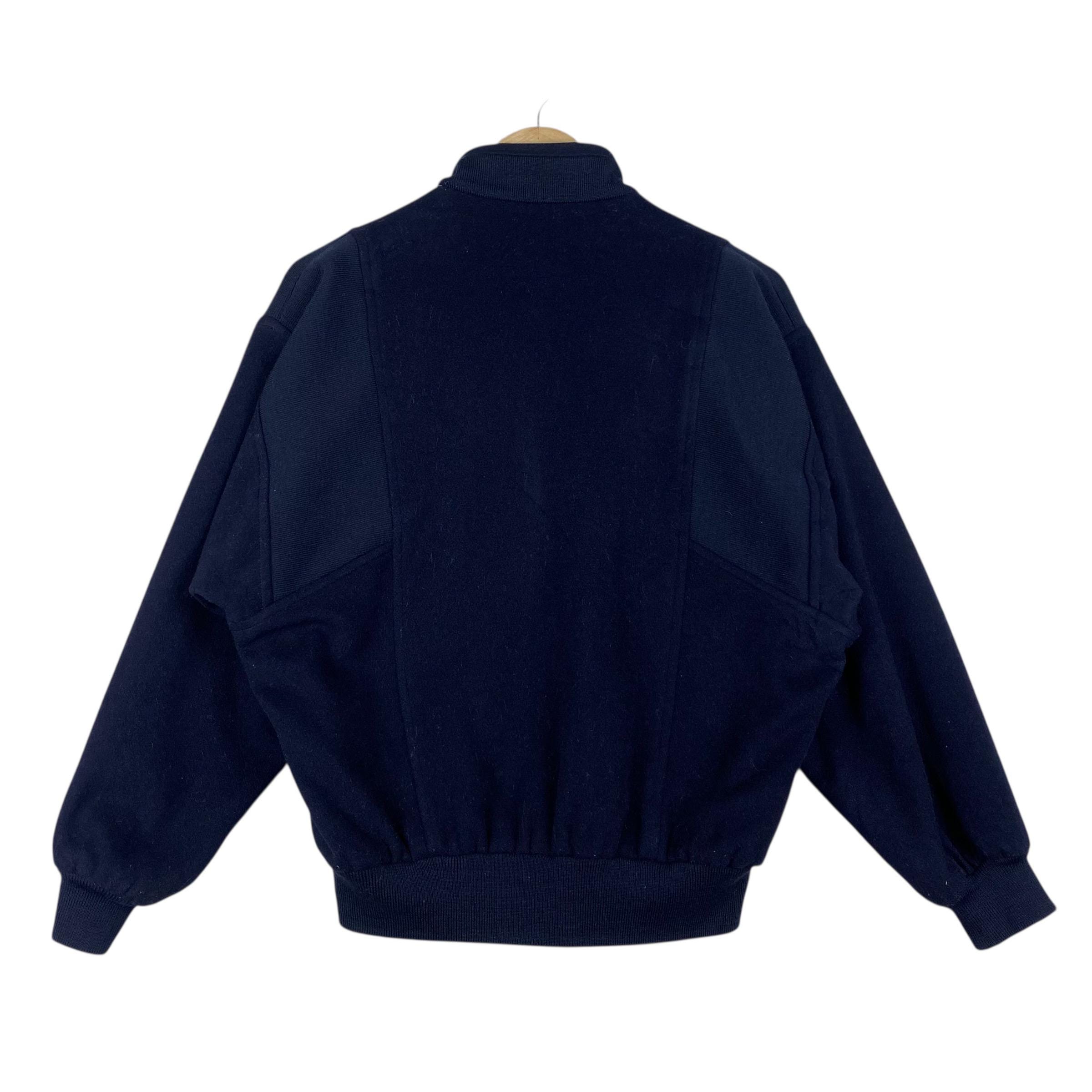 Vintage 90s Burberry Wool Bomber Jacket, Navy Blue Checked, Size