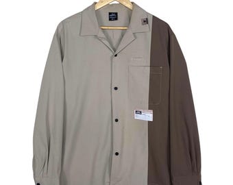 Camisa abotonada Mihara Yasuhiro, estilo streetwear, talla L.