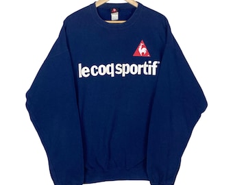 Sudadera vintage de los 90 de Lecoq Sportif Sports con logo grande y cuello redondo – Talla XL
