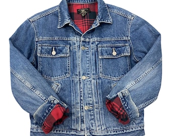 90s RRL Double RL Ralph Lauren Denim Jacket Checkes Lining Size
