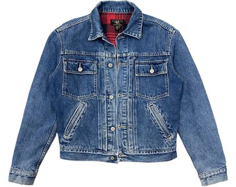 90s RRL Double RL Ralph Lauren Denim Jacket Checkes Lining Size