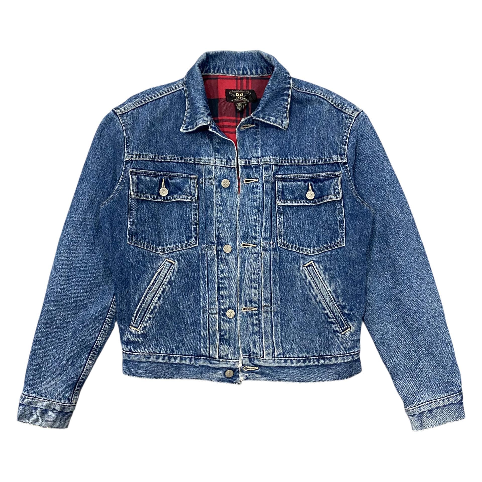 90s RRL Double RL Ralph Lauren Denim Jacket Checkes Lining Size