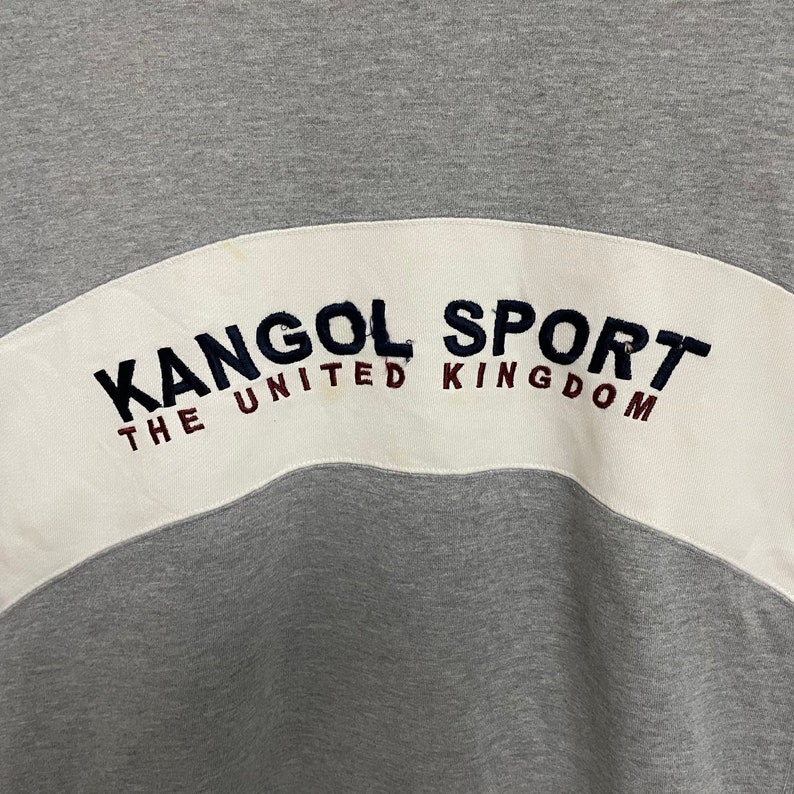 Vintage 90s Kangol Sweatshirt Very Big Logo Colourblock Pullover Streetwear Medium Size Pick!