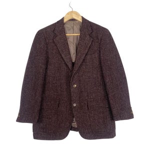 Pick!! Harris Tweed JPress Wool Coat Men Jacket Classic Brown Size Medium