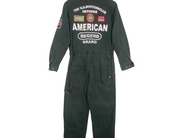 Mono de carreras vintage US Route 66 Club, chaqueta de motosport con logo grande, talla mediana.