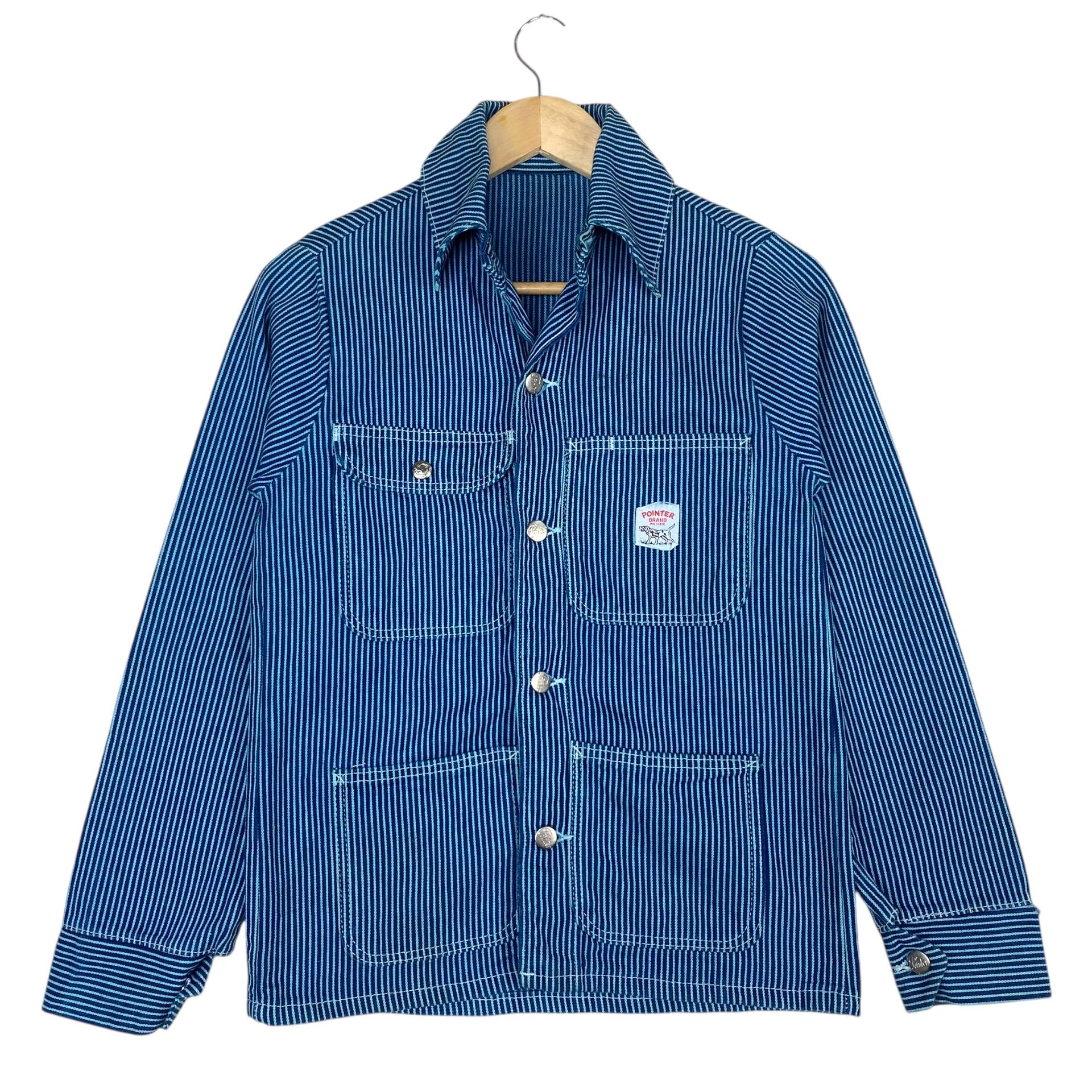 Vintage Pointer Brand Hickory Striped Denim Blue Washed Chore
