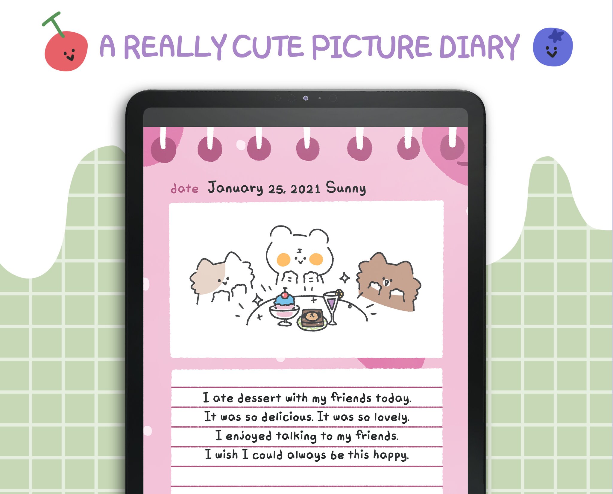 Cute picture diary l Digital notebook goodnotes digital diary Etsy