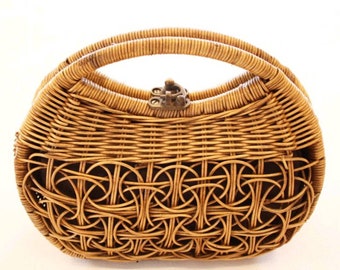 Unique Rattan Tote bag, Top Handle Bag, Natural Handmade handwoven Bag, One a kind, For Your Special Collection