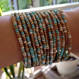 Pulseiras de contas de vários fios com fecho de madeira, pulseira elástica multicolorida, pulseira de contas, pulseira para mulheres