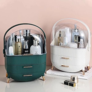 2 Tier Acrylic Bathroom Storage Rack Makeup Cosmetic Organizer in  Iridescent & Clear