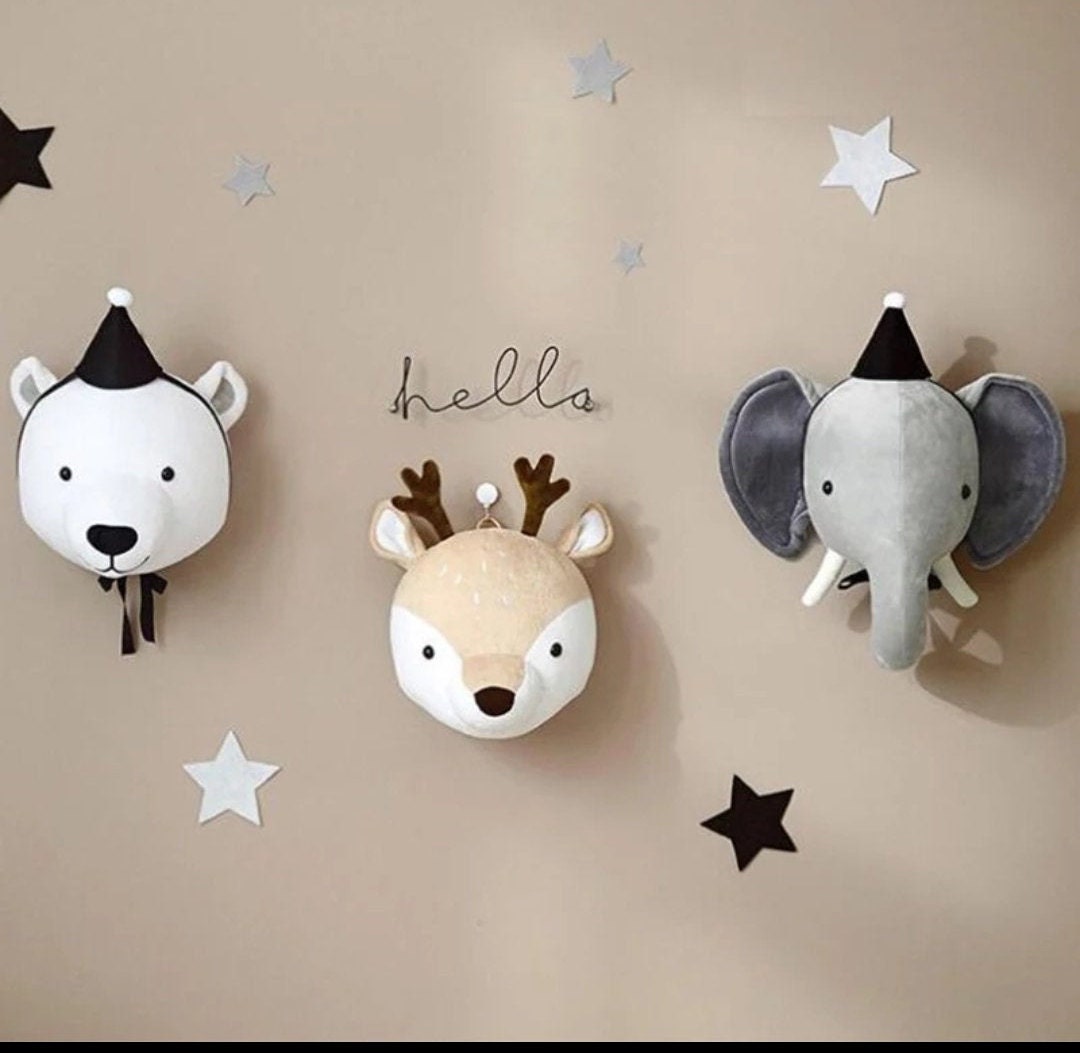 Nursery Wall Decor 3D Animal Heads Kids Room Elephant Deer - Etsy UK