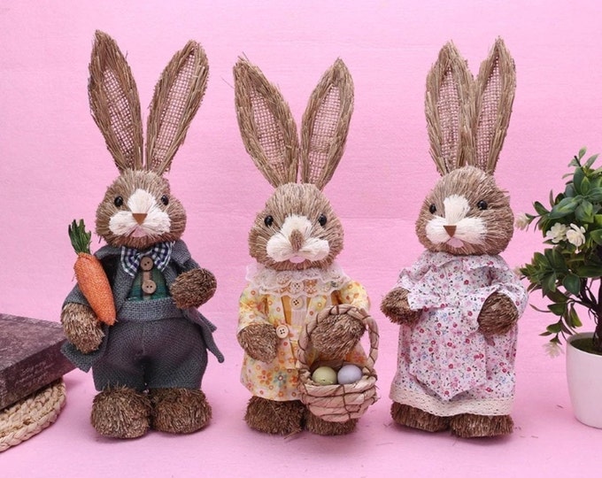 Easter Decorations/easter Rabbit / Artificial Straw Easter Etsy UK