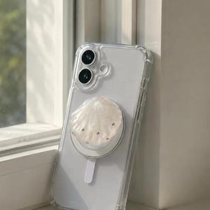 Sea Shell Phone Grip | magsafe magnetic or adhesive, kindle pop socket, fidget charms, pocket hug, bag charm, stress ball