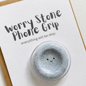 Granite Smiley Face Worry Stone Phone Grip, Kindle Grip | magsafe magnetic or adhesive, kindle pop socket, fidget charms, , bag charm