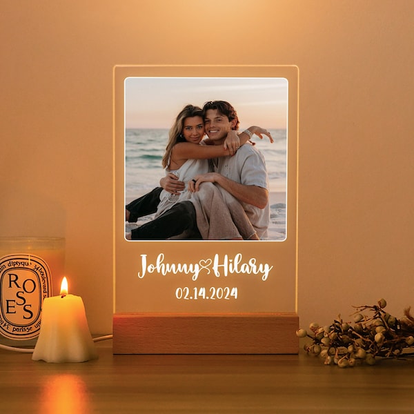 Custom Photo Night Light, Couple Gift For Boyfriend, Photo Collage Gift, Photo Plaque Night Light, Engagement Gift for Him/Her, Ideal Gift