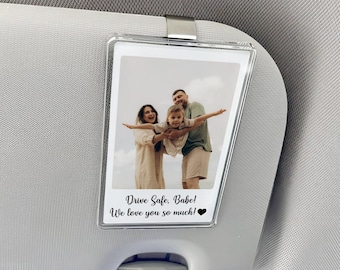 Custom Acrylic Sun Visor Picture Clip,Family Photo Car Visor Clip,Car Photo Decor Family Portrait Visor Clip,Drive Safe Dad Gift Fathers Day