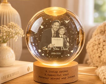 Custom Photo Crystal Ball Night Light, Personalized 3D Photo LED Lamp, Unique Keepsake Gift, Family Memory Gift, Couple Baby Memorial Gift
