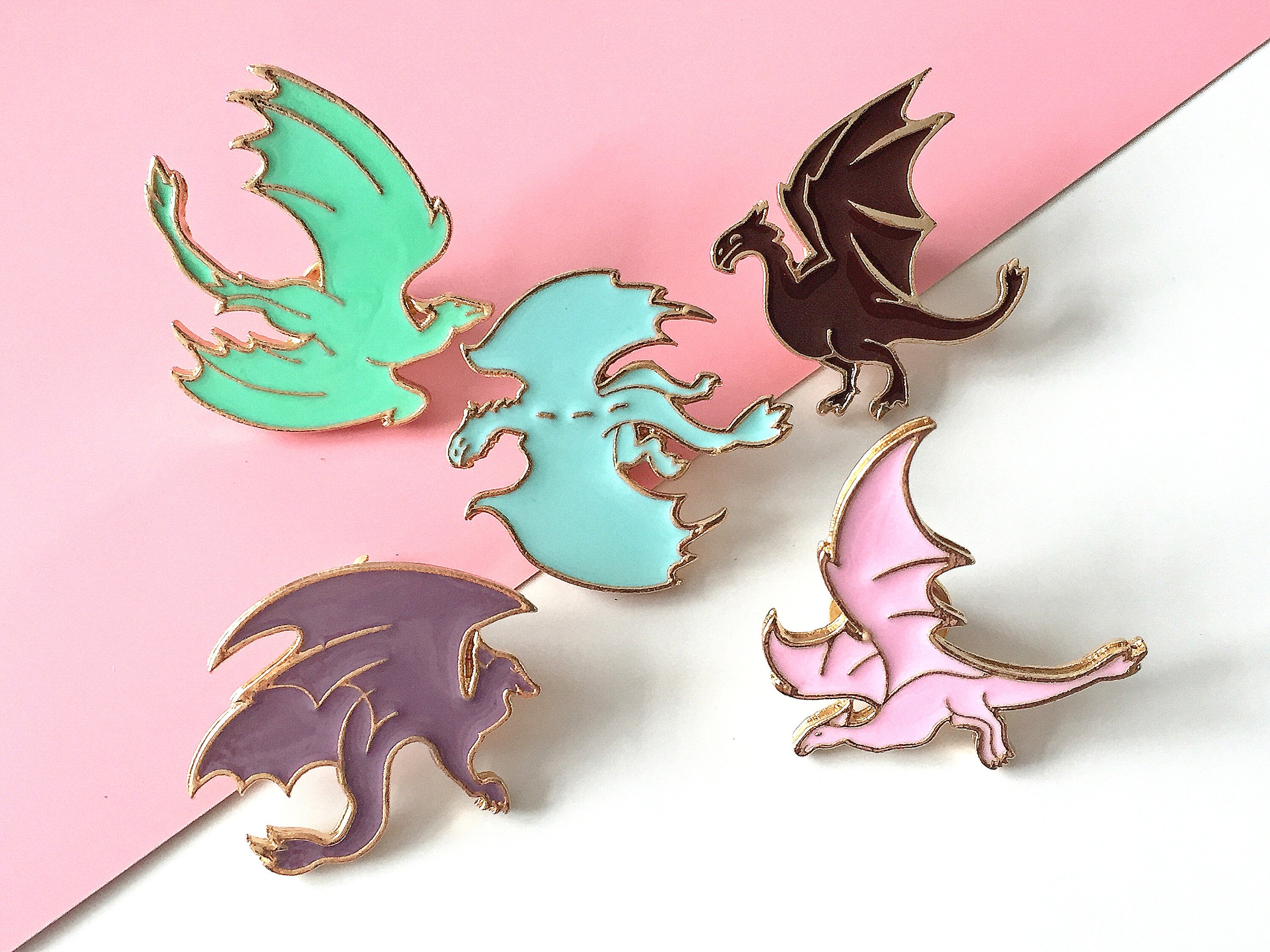 Dragon animal cartoon enamel pin pins lovely cute soft kawaii Etsy