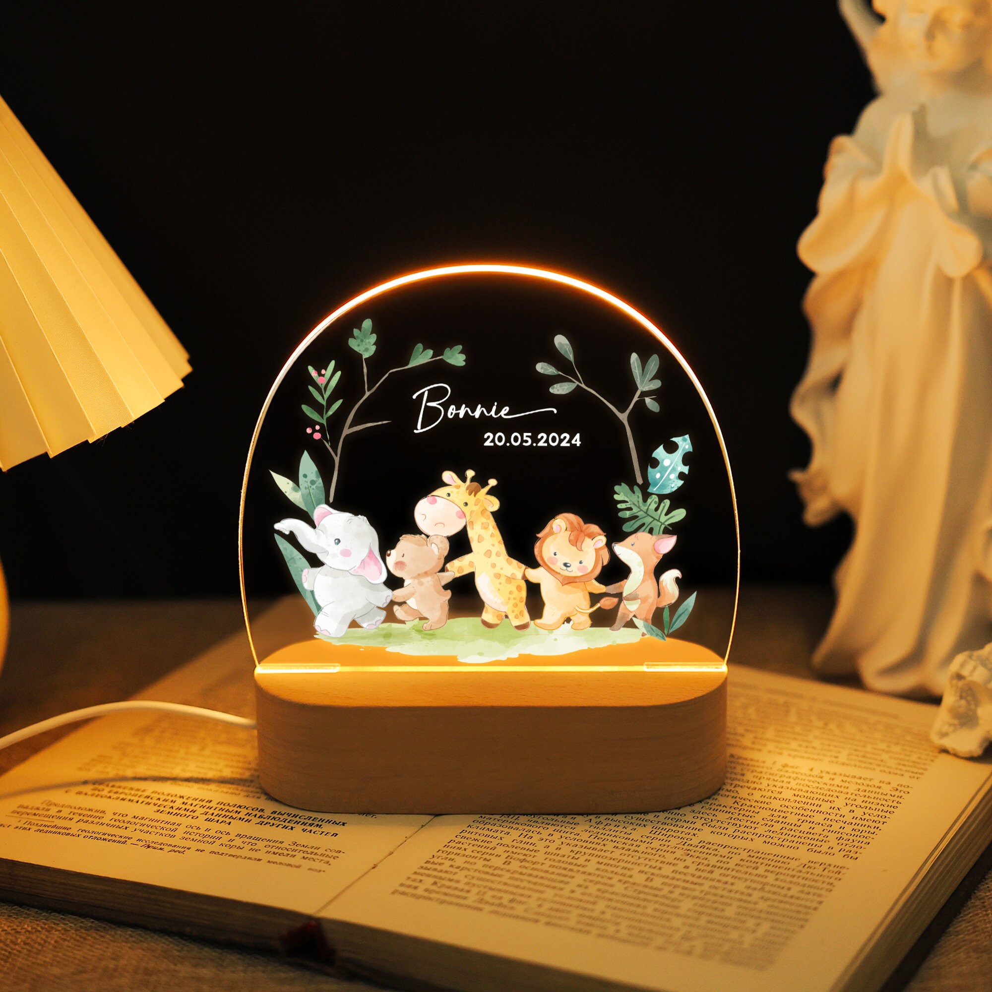 Custom Night Light Color Floral, Acrylic Flowers Desk Lamp, LED