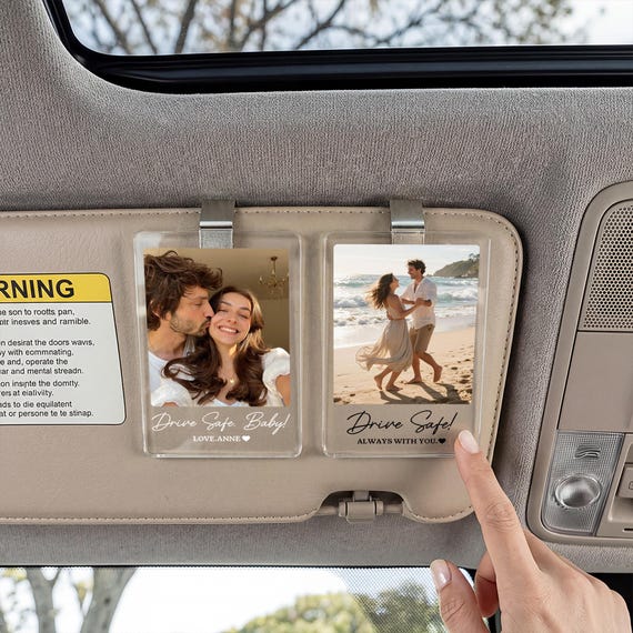 Personalized Gift for Him Anniversary Car Visor Clip, Custom Couple Photo Acrylic Sun Visor Decoration, Unique Car Accessories, Gift for Him