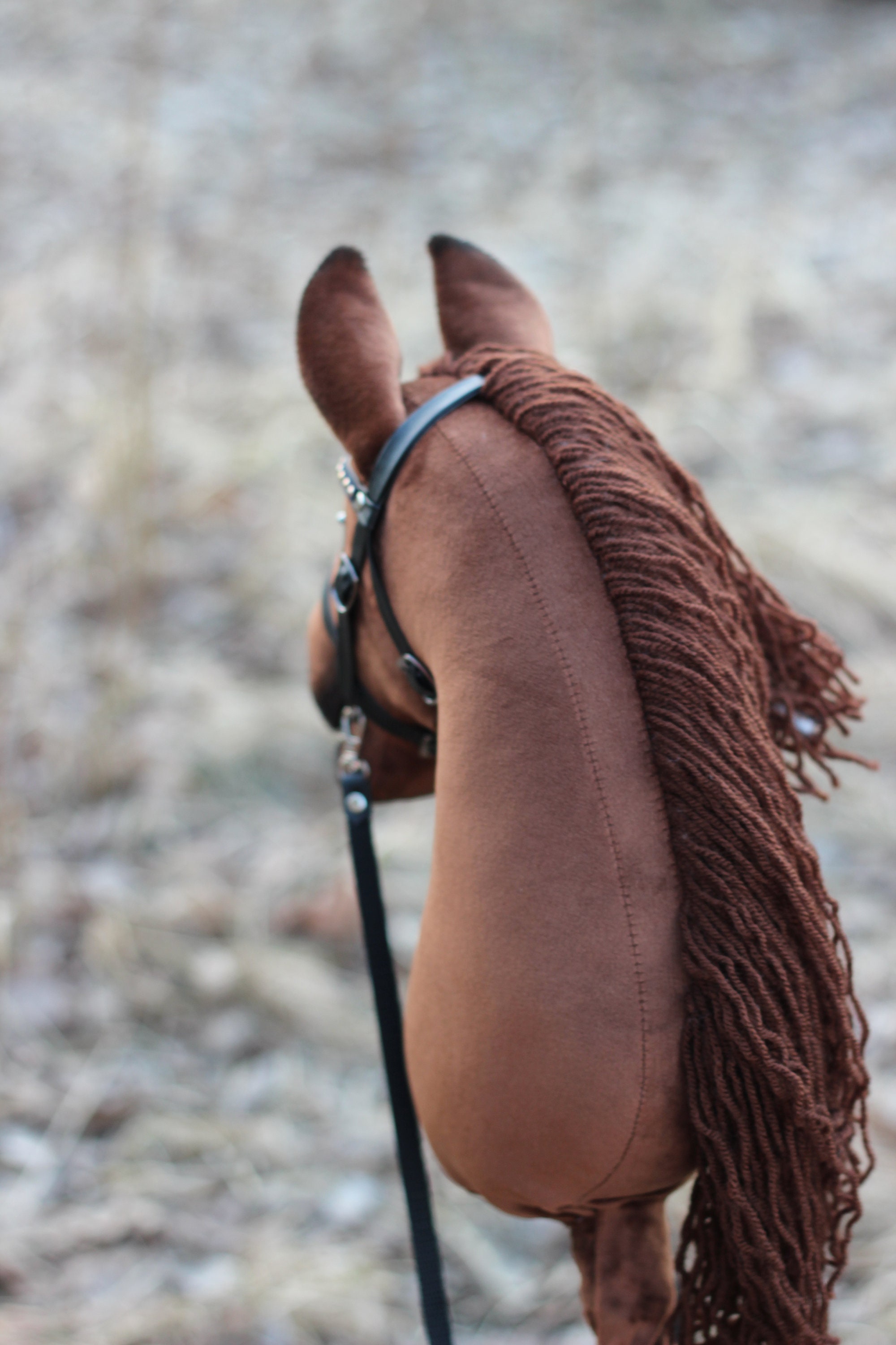 Hobby horse stick horse in brown bay color bridles in Etsy