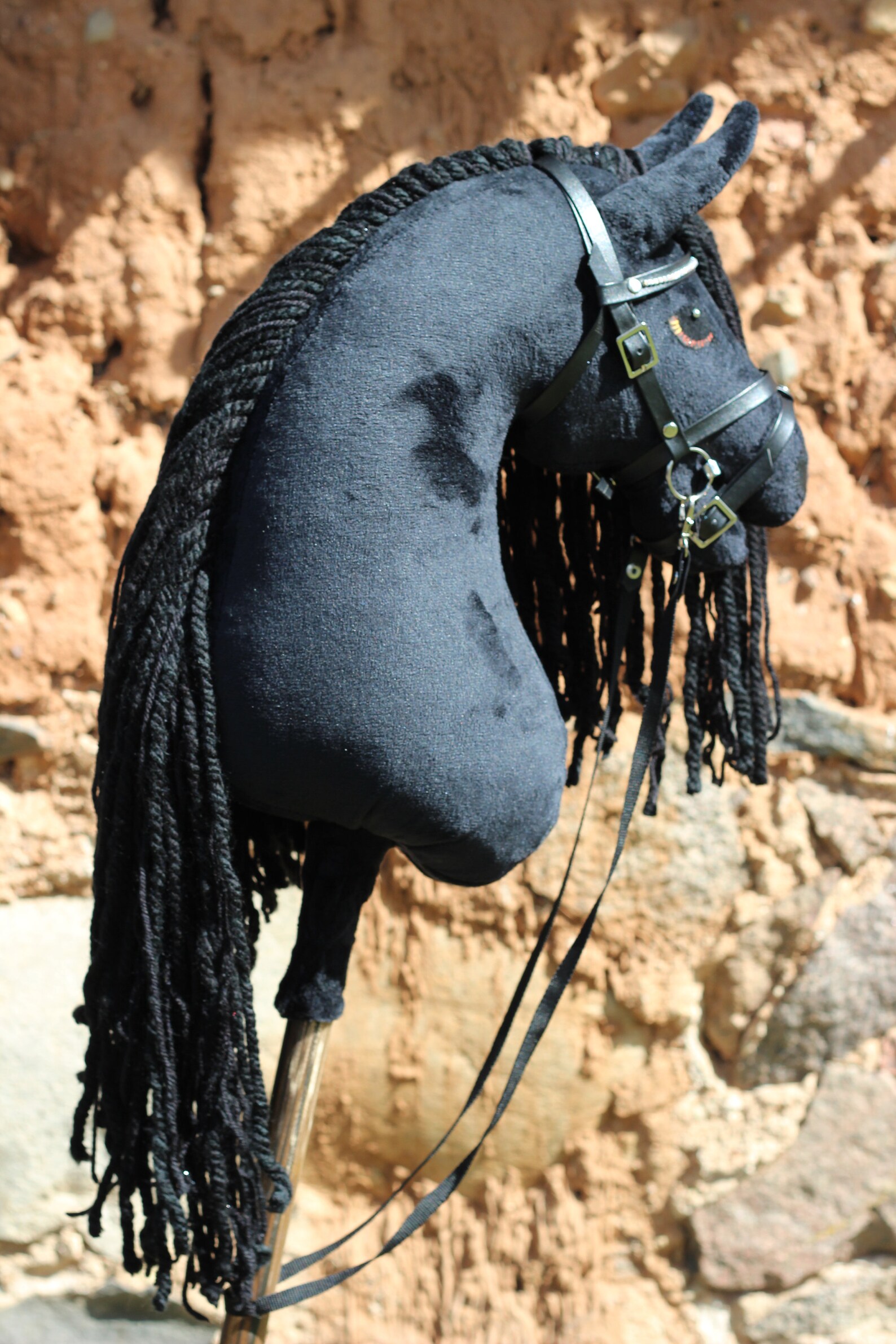 Hobby horse / stick horse black Friesian with bridles Etsy
