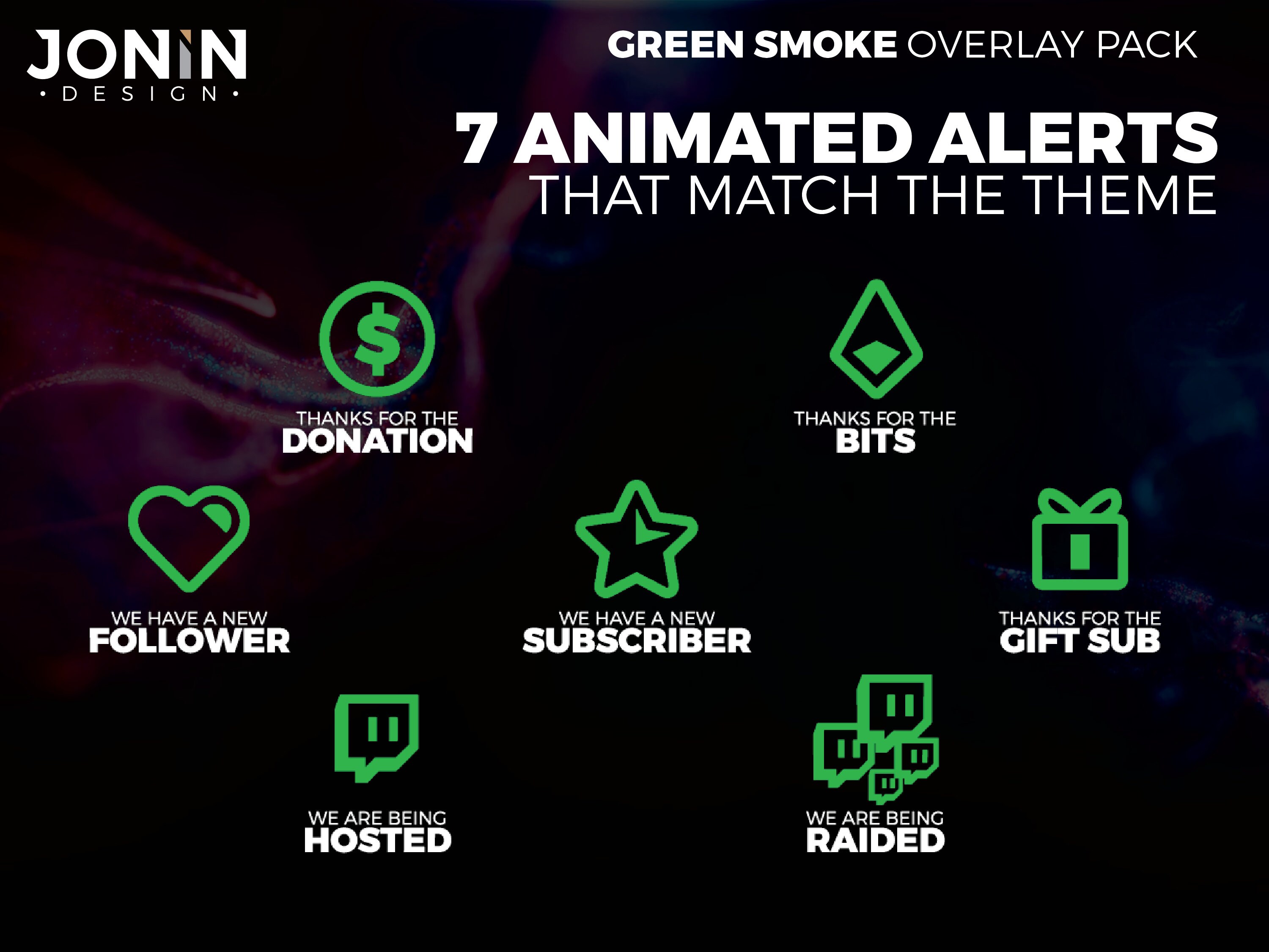 Twitch Green Smoke Overlay Pack Chatting / Gaming / Starting - Etsy