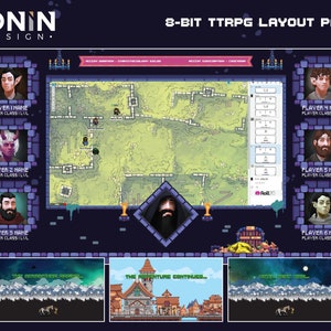 Twitch 8-Bit TTRPG Overlay Pack | Main / Starting / BRB / Ending Scenes | Panels | Quick Install | Digital Download